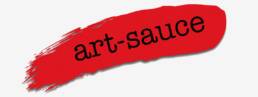 art-sauce text on red background