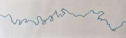 Blue ink meandering rivers line on paper