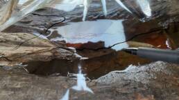 pen on clear film tracing the rainwater edges