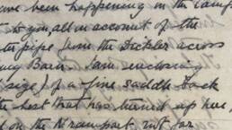 hand-written black ink with text on reverse of page visible