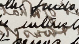 black and grey cut out text layered (extracts from letter)