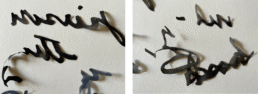 black and grey cut out text layered (extracts from letter)
