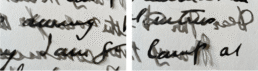 black and grey cut out text layered (extracts from letter)